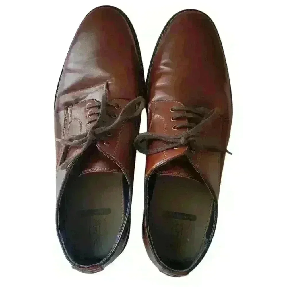 George Men's Brown Memory Foam Plain Lace Oxford Size 10